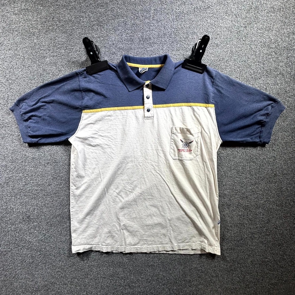 Vintage Marea Sport Club Puerto Vallarta Polo Shirt Men's XL Blue Off-White